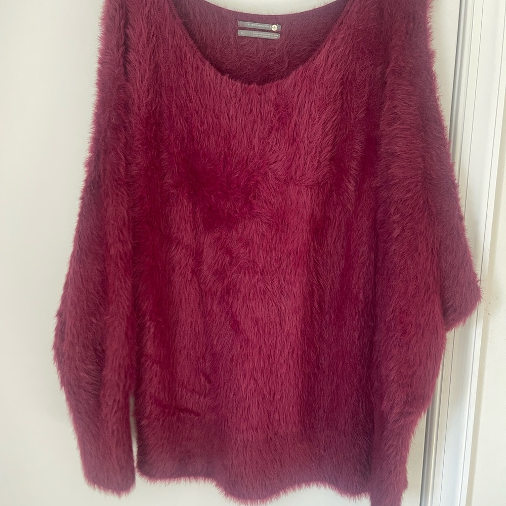 Anthropologie Burgundy Eyelash Sweater